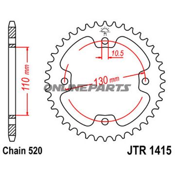 Rear Sprocket 40Tooth Pitch 520Inner Diameter 110 Bolt Spacing 130