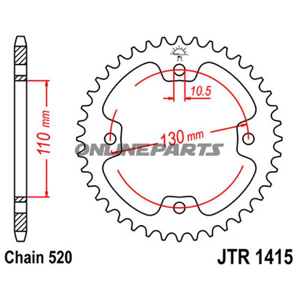 Rear Sprocket 40Tooth Pitch 520Inner Diameter 110 Bolt Spacing 130