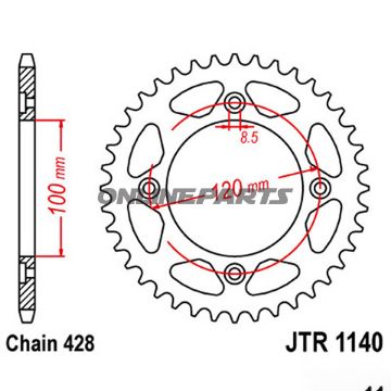 Rear Sprocket 54Tooth Pitch 428Inner Diameter 100 Bolt Spacing 120