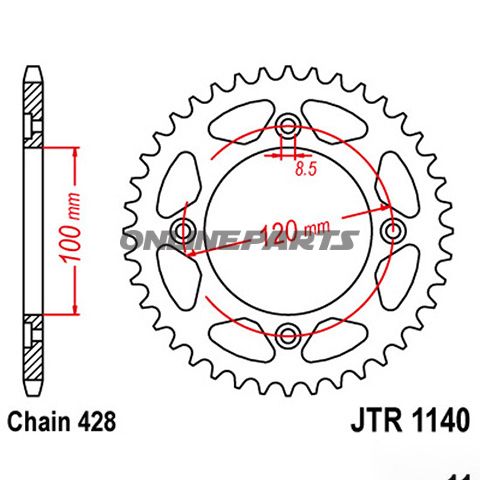 Rear Sprocket 63Tooth Pitch 428Inner Diameter 100 Bolt Spacing 120
