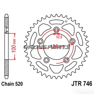 Rear Sprocket 48Tooth Pitch 520Inner Diameter 100 Bolt Spacing 124