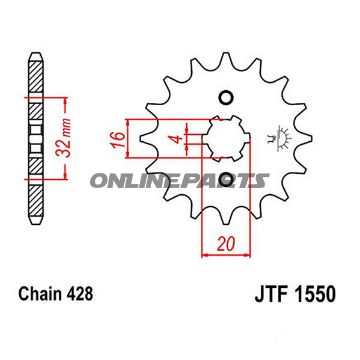 Front Sprocket 15 Tooth Pitch 428Large Spline 6 Inner Diameter 16/20