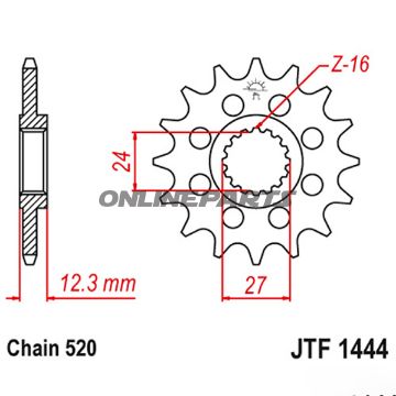 Front Sprocket 16Tooth Pitch 520 Racingnarrow Spline 22/27