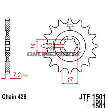 Front Sprocket 12 Tooth Pitch 428Large Spline 6 Inner Diameter 14/17