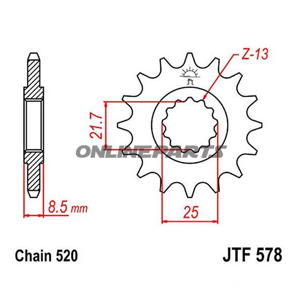Front Sprocket 18 Tooth Pitch 520Narrow Spline Inner Diameter 21.6/25