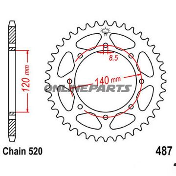Rear Sprocket 47 Tooth Pitch 520Inner Diameter 120 Bolt Spacing 140