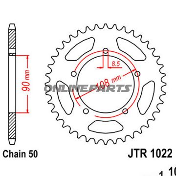 Tandhjul 40Z tænder 530 Indre diameter 090 Hulmønster 108