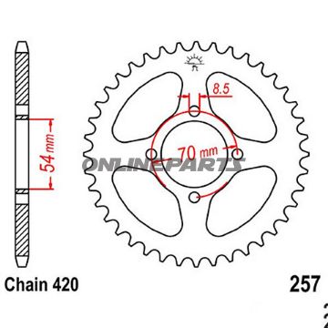 Rear Sprocket 34 Tooth Pitch 420Inner Diameter 054 Bolt Spacing 070