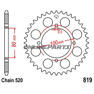 Rear Sprocket 37 Tooth Pitch 520Inner Diameter 080 Bolt Spacing 100