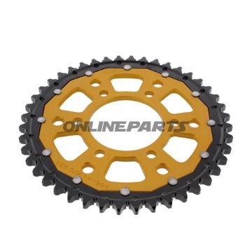 Tandhjul Dual 44Z tænder 530 guld ZF Indre diameter 080 Hulmønster 104