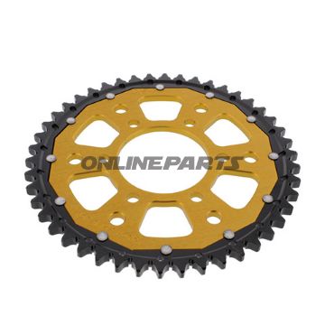 Tandhjul Dual 46Z tænder 530 guld ZF Indre diameter 080 Hulmønster 104