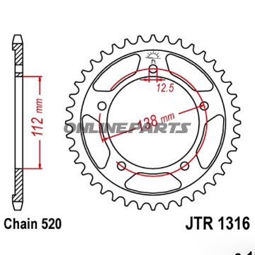 Rear Sprocket 43 Tooth Pitch 520Inner Diameter 112 Bolt Spacing 138