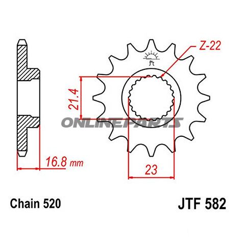 Front Sprocket 15 Tooth Pitch 520Narrow Spline Inner Diameter 21.3/23