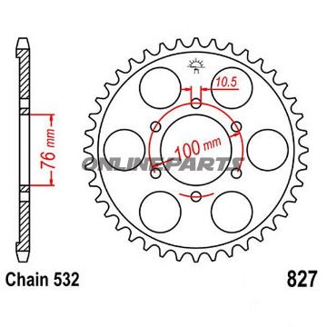 Bagtandhjul 48 T, Størrelse 532Inner Diameter 76 Bolt Spacing 100