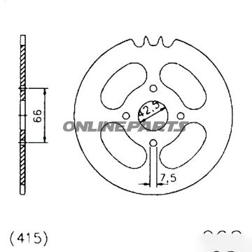 Bagtandhjul 32 T, Størrelse 415Inner Diameter 42.5 Bolt Spacing 066