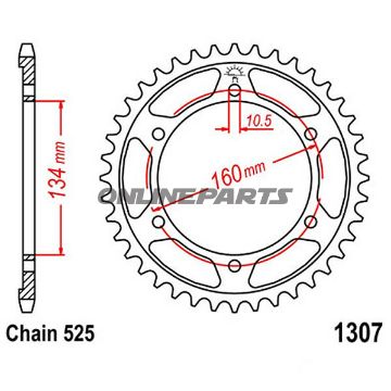 Rear Sprocket 45 Tooth Pitch 525Inner Diameter 134 Bolt Spacing 160
