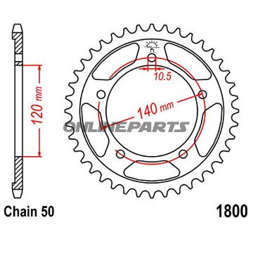 Rear Sprocket 43 Tooth Pitch 530Inner Diameter 120 Bolt Spacing 140