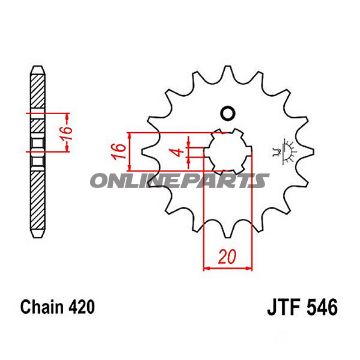 Front Sprocket 14Tooth Pitch 420Large Spline 4 Mm 16/20