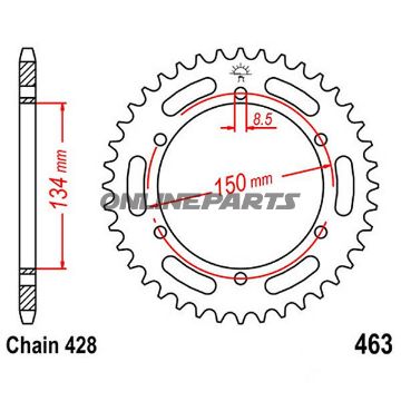 Rear Sprocket 50 Tooth Pitch 428Inner Diameter 134 Bolt Spacing 150