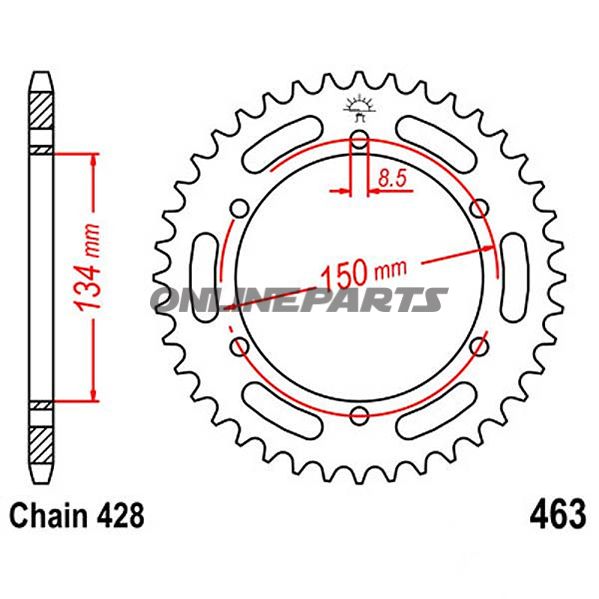 Rear Sprocket 50 Tooth Pitch 428Inner Diameter 134 Bolt Spacing 150