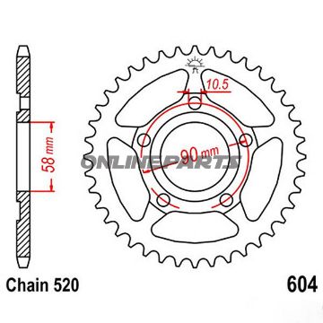Rear Sprocket 35 Tooth Pitch 520Inner Diameter 58 Bolt Spacing 90