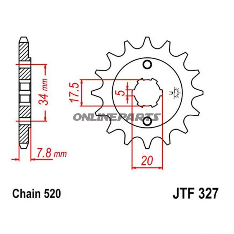 Front Sprocket 15Tooth Pitch 520Large Spline 5 Mm 17.5/20