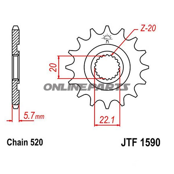 Front Sprocket 12Tooth Pitch 520Narrow Spline 20/22.2