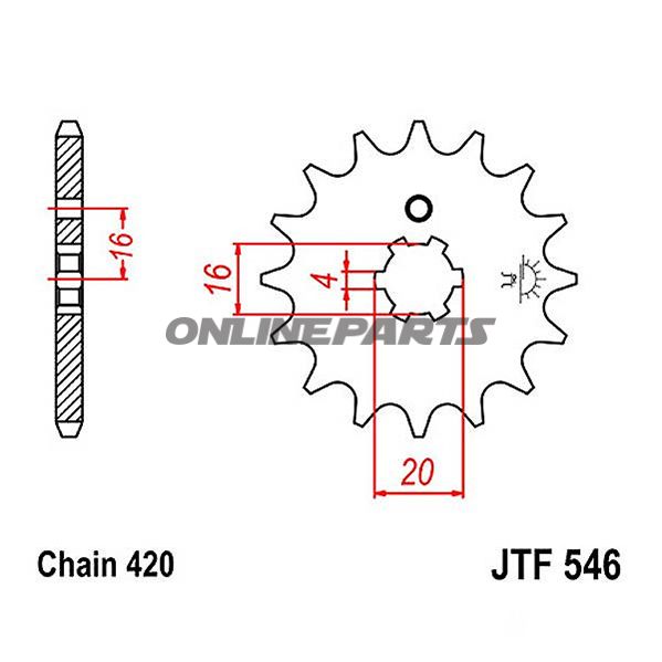 Front Sprocket 12Tooth Pitch 420Large Spline 4 Mm 16/20