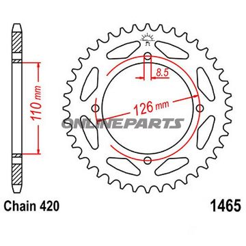Rear Sprocket 46 Tooth Pitch 420Inner Diameter 110 Bolt Spacing 126