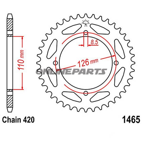 Rear Sprocket 46 Tooth Pitch 420Inner Diameter 110 Bolt Spacing 126
