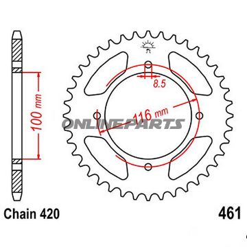 Rear Sprocket 50 Tooth Pitch 420Inner Diameter 100 Bolt Spacing 116
