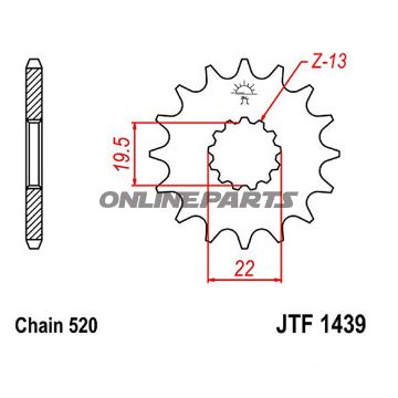 Front Sprocket 12Tooth Pitch 520Narrow Spline 19.5/22