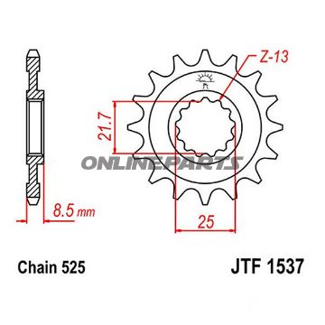 Front Sprocket 15Tooth Pitch 525Narrow Spline 21.6/25