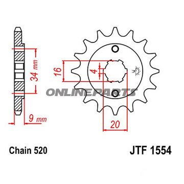 Front Sprocket 14Tooth Pitch 520Large Spline 4 Mm 16/20