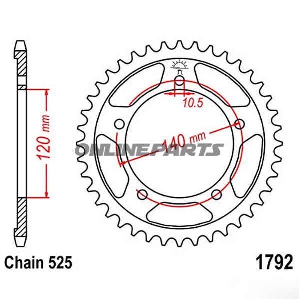 Rear Sprocket 41 Tooth Pitch 525Inner Diameter 120 Bolt Spacing 140