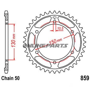 Rear Sprocket 46 Tooth Pitch 530Inner Diameter 130 Bolt Spacing 150