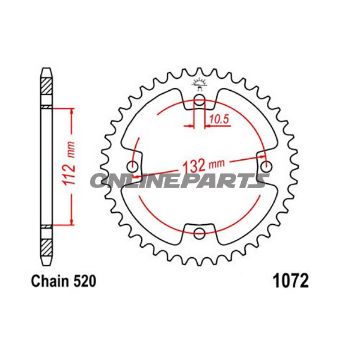 Rear Sprocket 38 Tooth Pitch 520Inner Diameter 112 Bolt Spacing 132