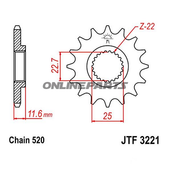 Front Sprocket 13Tooth Pitch 520Narrow Spline 22.7/25