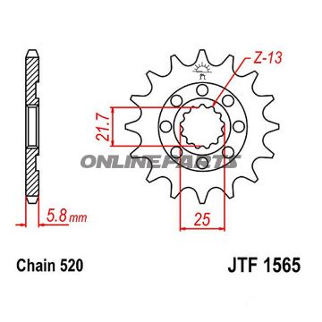 Racing Fortandhjul 12Z dele 520 fint tandet indre diameter 21.6/25