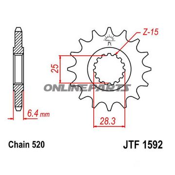 Front Sprocket 14Tooth Pitch 520Narrow Spline 25/28