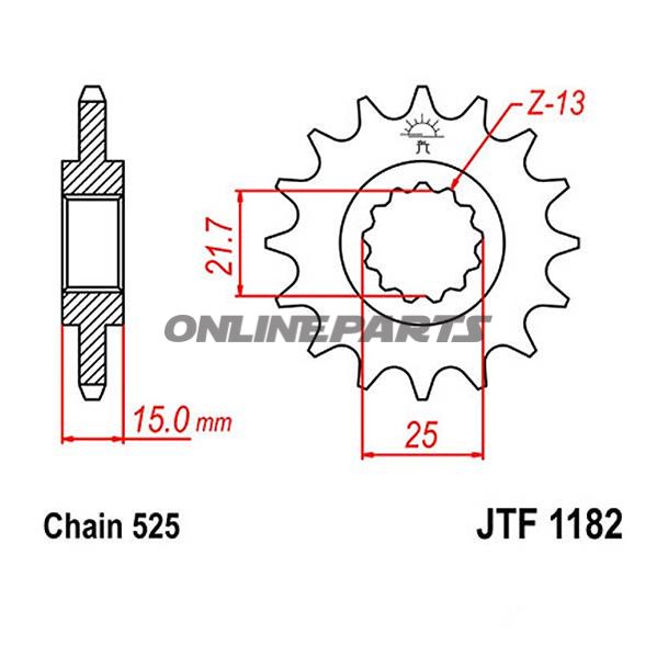 Front Sprocket 15Tooth Pitch 525Narrow Spline 22/25