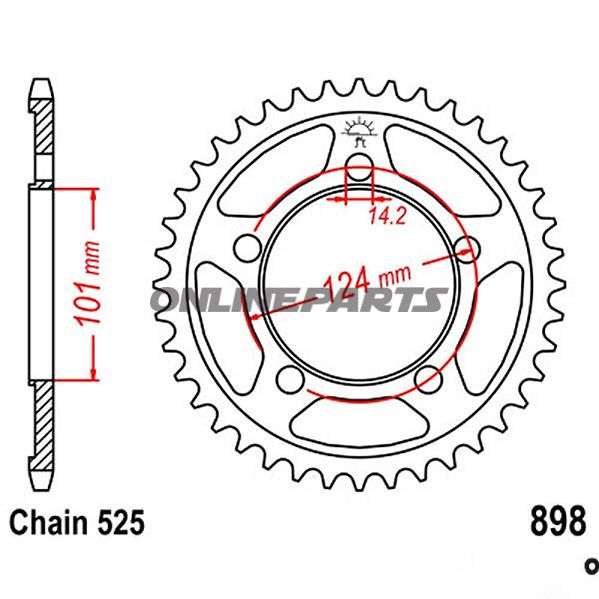 Rear Sprocket 41 Tooth Pitch 525Inner Diameter 101 Bolt Spacing 124