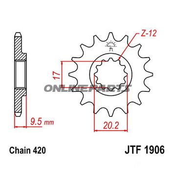 Front Sprocket 12Tooth Pitch 420Narrow Spline 17/20