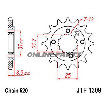 Front Sprocket 15 Tooth Pitch 520Narrow Spline Inner Diameter 21.6/25