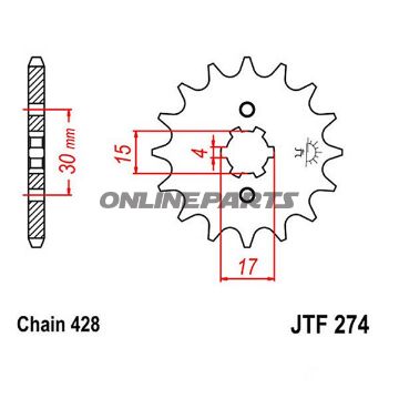 Front Sprocket 14Tooth Pitch 428Large Spline 4 Mm 15/17
