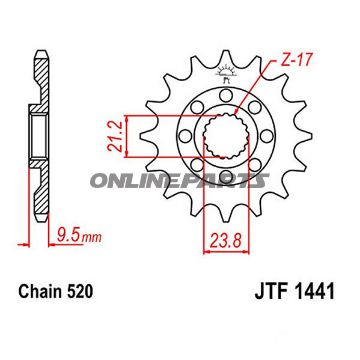 Front Sprocket Racing 14Tooth Pitch 520Narrow Spline 21.2/23.8