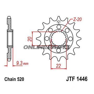 Racing Fortandhjul 14Z dele 520 fint tandet indre diameter 20/22