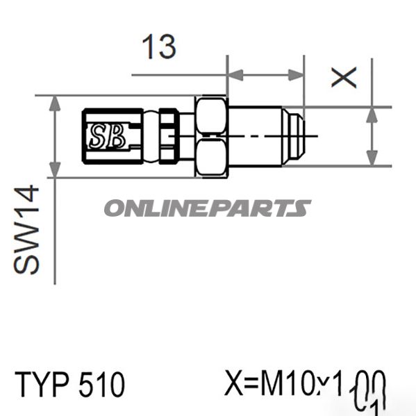 Typ510 M10x1.00 Silvermale Thread Fixed Vario