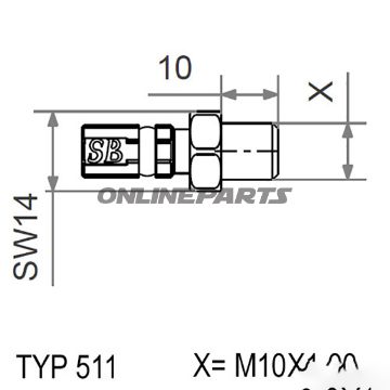 Typ511 M10x1.00 Silvermale Thread Fixed Vario