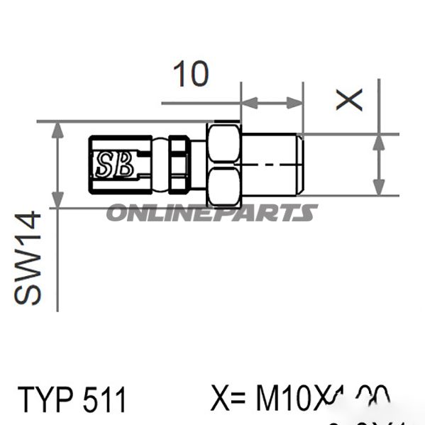 Typ511 M10x1.00 Silvermale Thread Fixed Vario